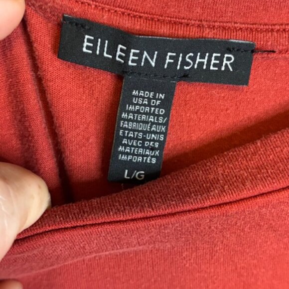 Eileen Fisher Dress Tunic Blouse Women's Size Large Long Sleeve Tshirt Red - Picture 3 of 4